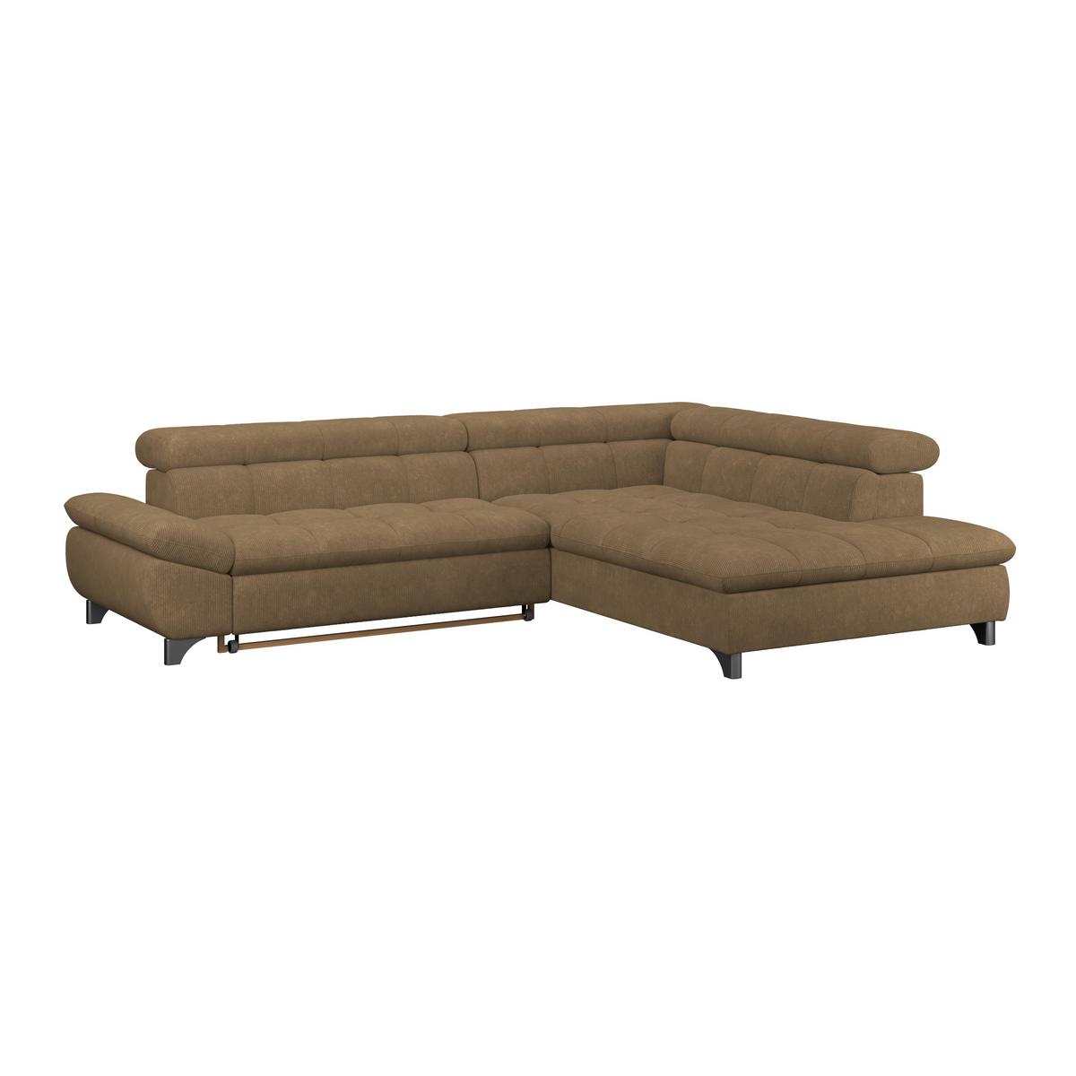 Eckbank Gemini Braun, B: 312cm - Chromfarben/Braun, KONVENTIONELL, Textil (312/234cm)