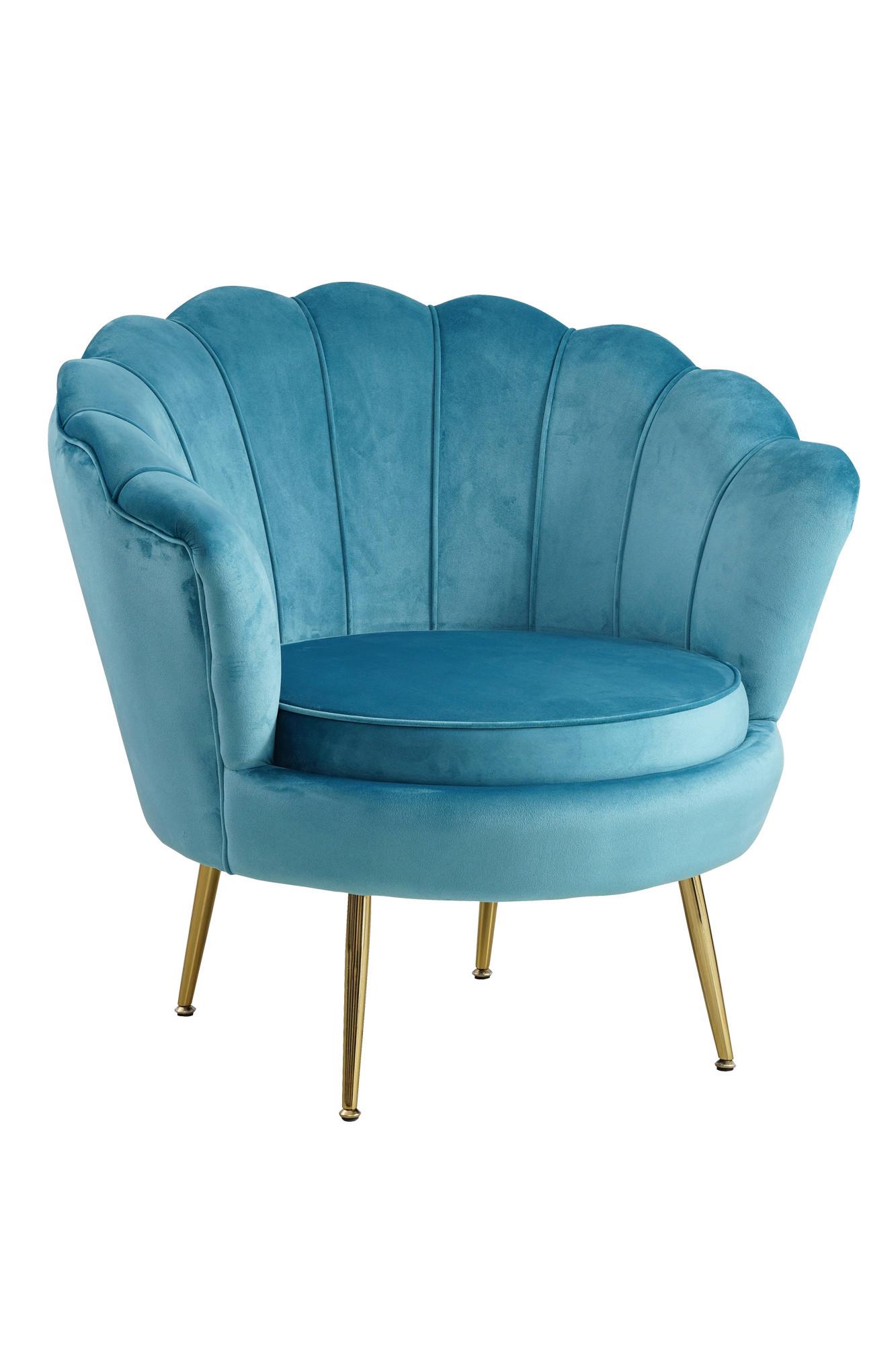 Sessel Blau B: 76 Cm - Blau/Goldfarben, MODERN, Textil (76/78/76cm) - Livetastic