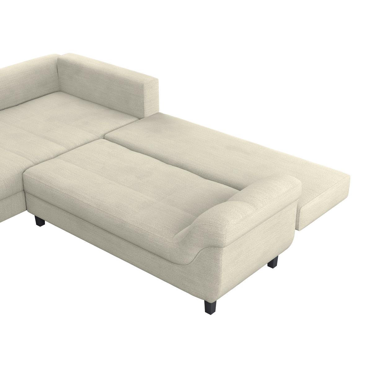 Ecksofa mit Schlaffunktion Mendoza New Chenille 197x309cm - Hellgrau/Schwarz, KONVENTIONELL, Textil (197/309cm) - Ondega