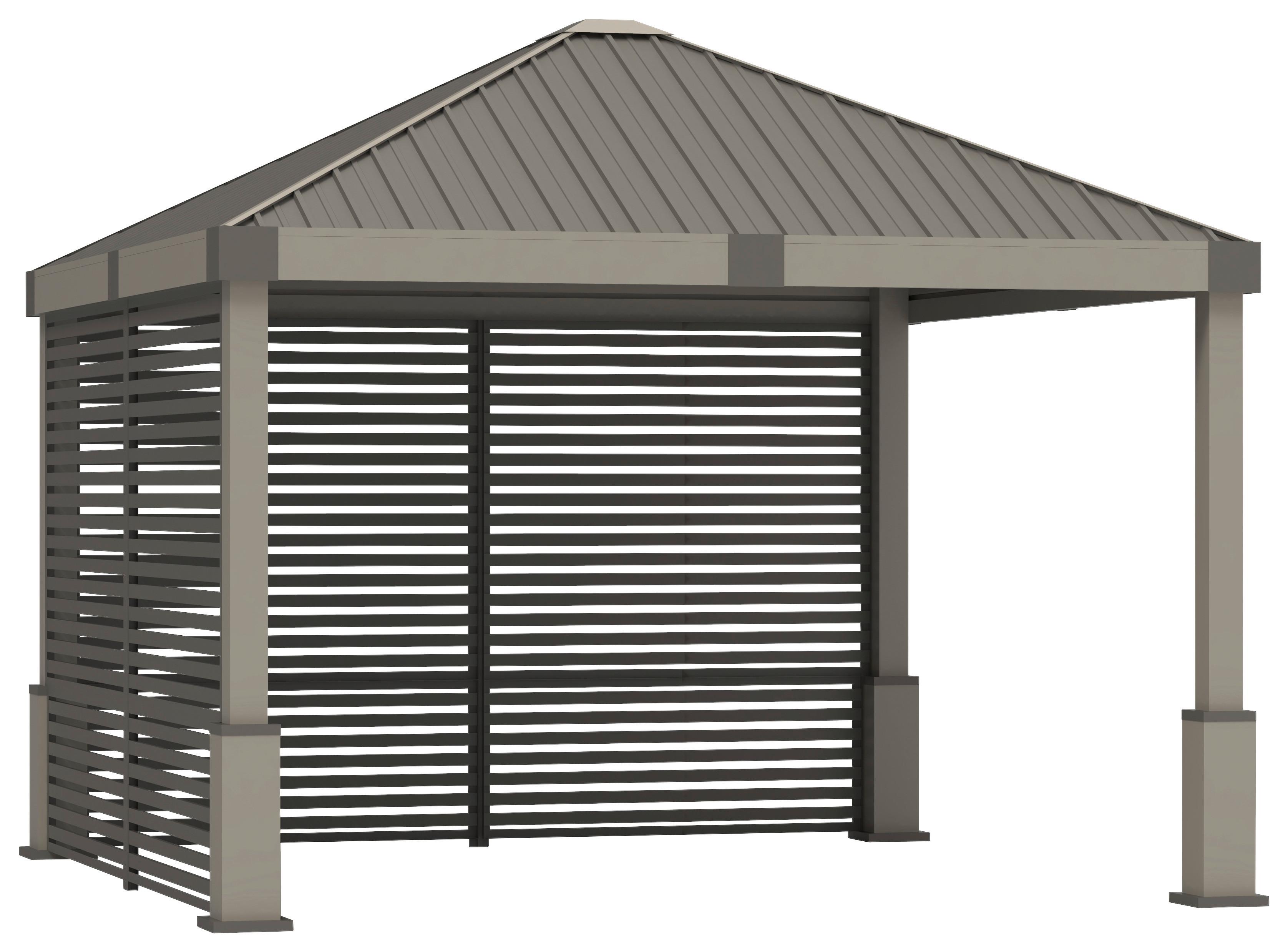 Pavillon Nanda 363x313x363cm Wetterfest - Braun, Basics, Metall (363/313/363cm)
