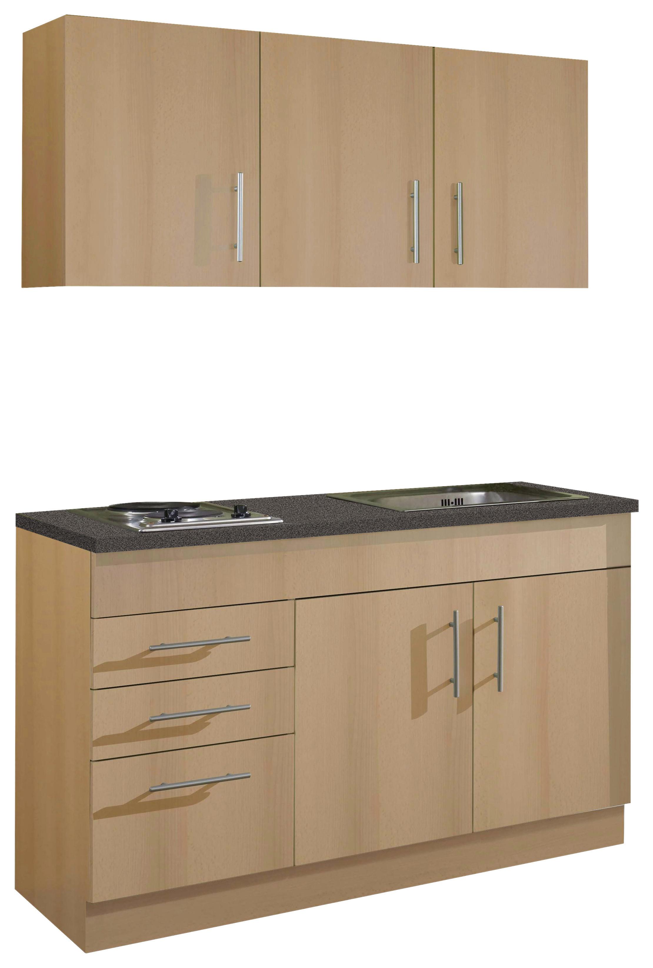 Miniküche Toronto Buchefarben/graphit B: 120 Cm - Buchefarben/Graphitfarben, MODERN, Holzwerkstoff (120cm) - Held