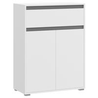 Schuhschrank Torino Weiß/Grau B: 76 cm - Silberfarben/Grau, KONVENTIONELL, Holzwerkstoff (76/102/35cm) - MID.YOU