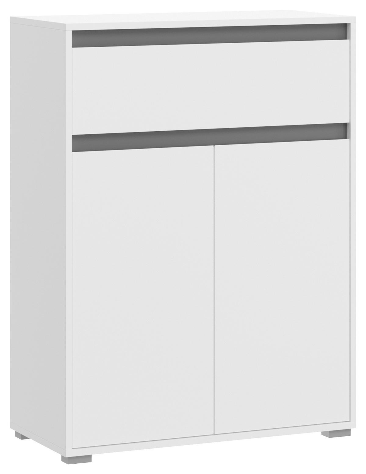 Schuhschrank Torino Weiß/Grau B: 76 cm - Silberfarben/Grau, KONVENTIONELL, Holzwerkstoff (76/102/35cm) - MID.YOU