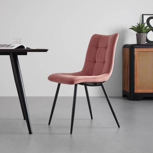 Elegantná stolička SURI ružová - čierna/ružová, Modern, kov/drevo (46/87/59cm) - Bessagi Home