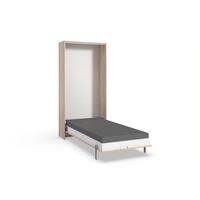 Schrankbett mit Lattenrost 90x200 Juist, Eiche Dekor - Weiß/Sonoma Eiche, KONVENTIONELL, Holz/Holzwerkstoff (90/200cm) - MID.YOU