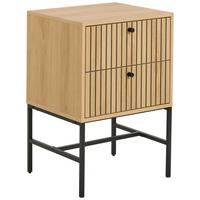 NOČNÝ STOLÍK ALBANY - čierna/farba duba, Design, kov/drevo (45,6/70/40cm)