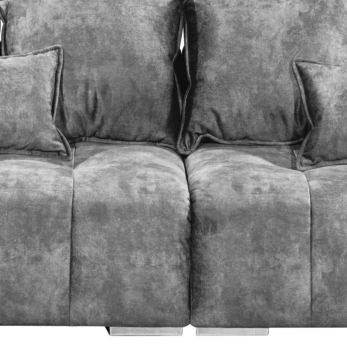 Big Sofa London Mit Rückenkissen B: 316 Cm Grau - Silberfarben/Grau, MODERN, Textil (316/90/112cm) - Livetastic