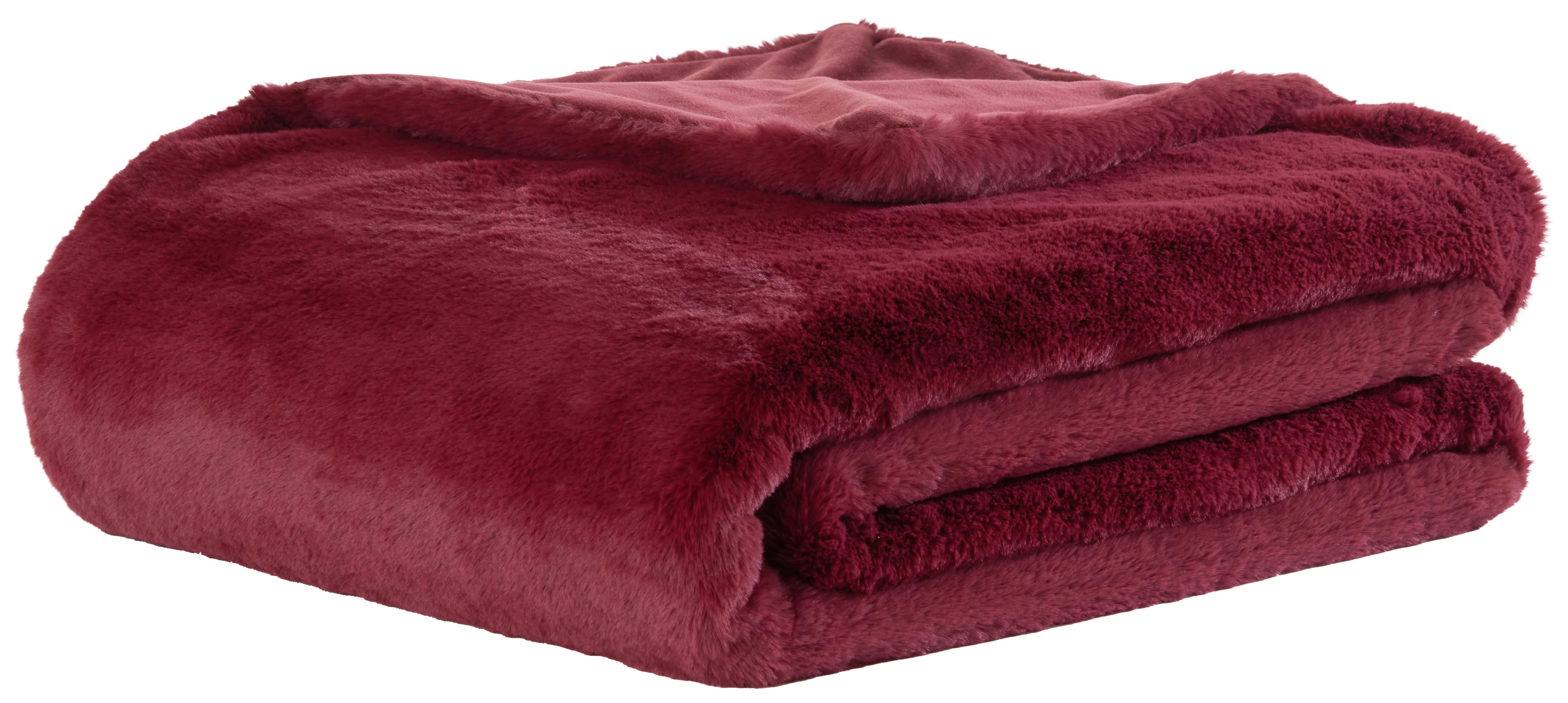 Kožešinová Deka Liz, 150/200cm, Vínově Červená - vínově červená, Moderní, textil (150/200cm) - Premium Living