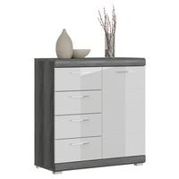 Kommode 80 Cm Scout, Rauchsilberfarben - Dunkelgrau/Weiß Hochglanz, Design, Holzwerkstoff (80/85/37cm) - MID.YOU