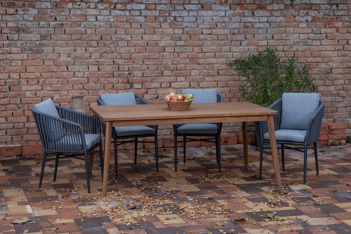 Gartenstuhl Stapelbar Manhatten Aluminium - Dunkelgrau/Anthrazit, MODERN, Textil/Metall (61/81/61cm) - Acamp