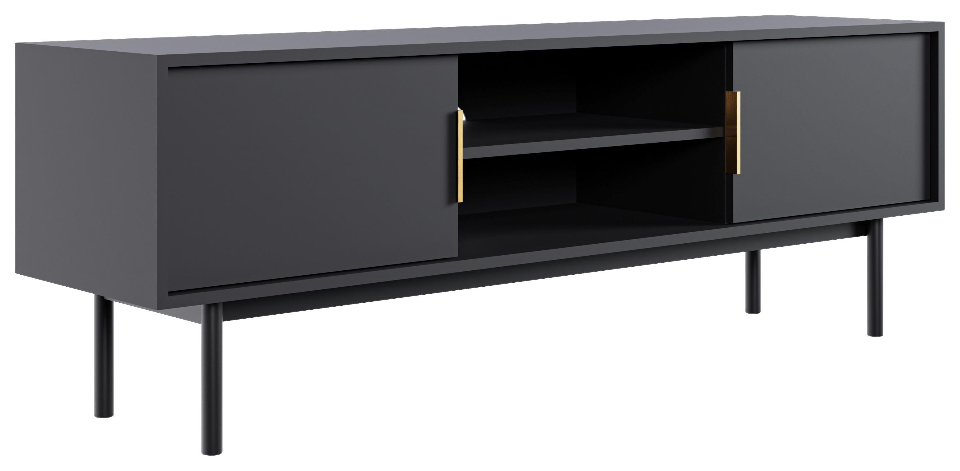 TV diel AVIV - čierna/zlatá, Design, kov/kompozitné drevo (154/53,5/39cm) - MID.YOU