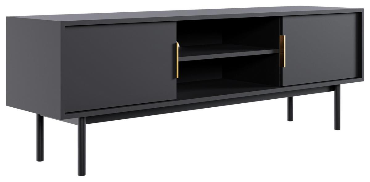 TV diel AVIV - čierna/zlatá, Design, kov/kompozitné drevo (154/53,5/39cm) - MID.YOU