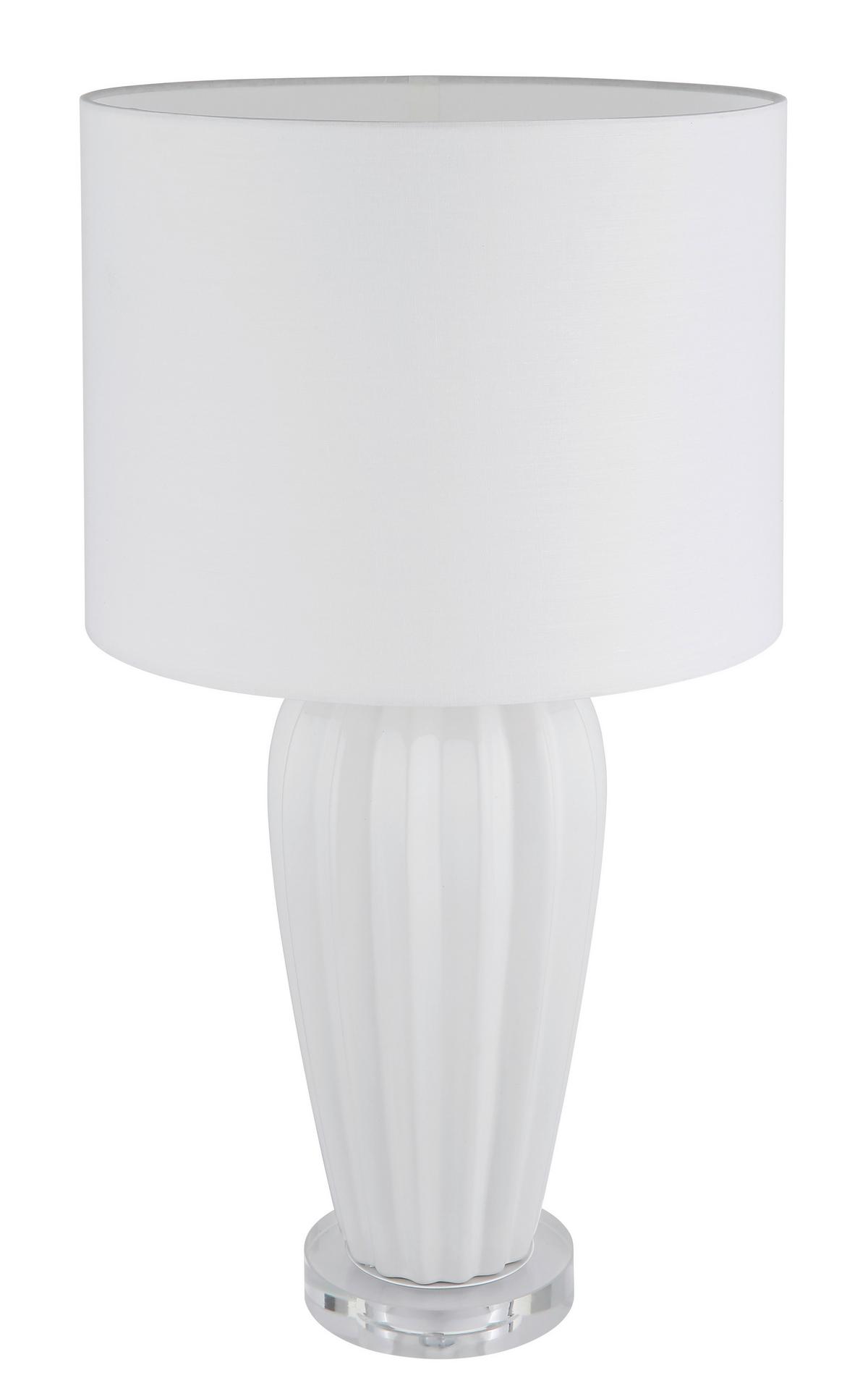 Tischleuchte 24145w - Chromfarben/Weiß, KONVENTIONELL, Keramik/Textil (35/59cm) - Globo