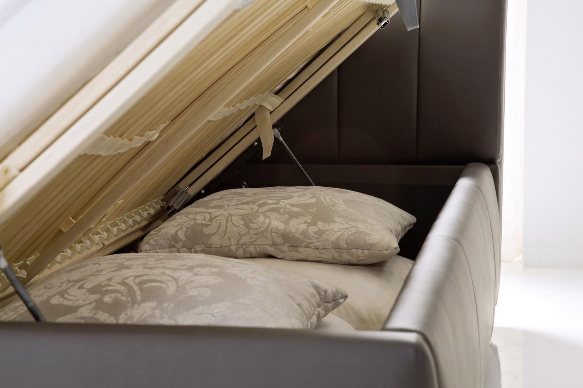 Polsterbett Mit Bettkasten + Lattenrost 180x200 Cm Bern - Chromfarben/Braun, Design, Holz/Textil (180/200cm) - Xora