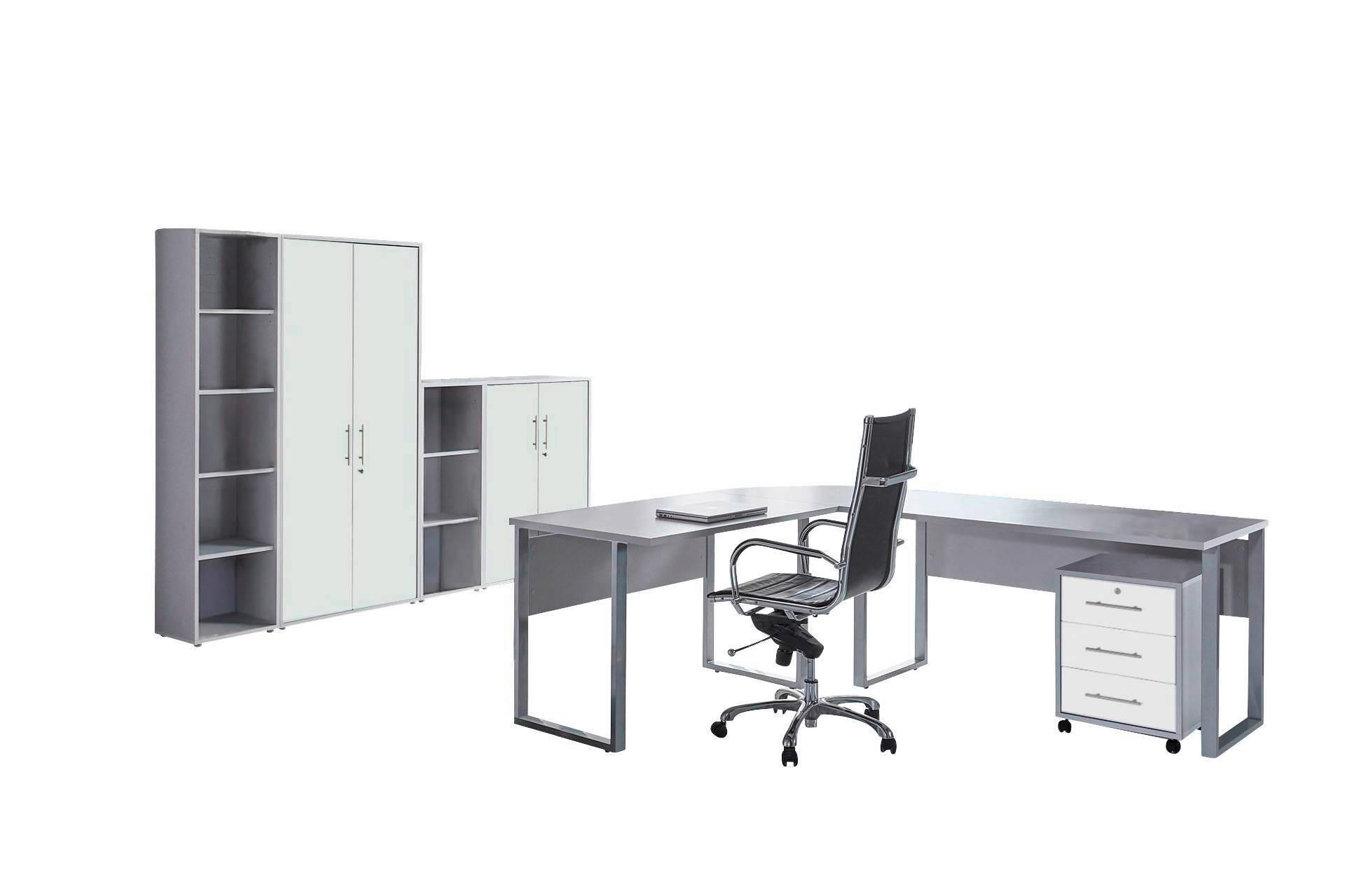 Büro Office Edition Grau/weiß - Weiß/Grau, MODERN, Holzwerkstoff - MID.YOU