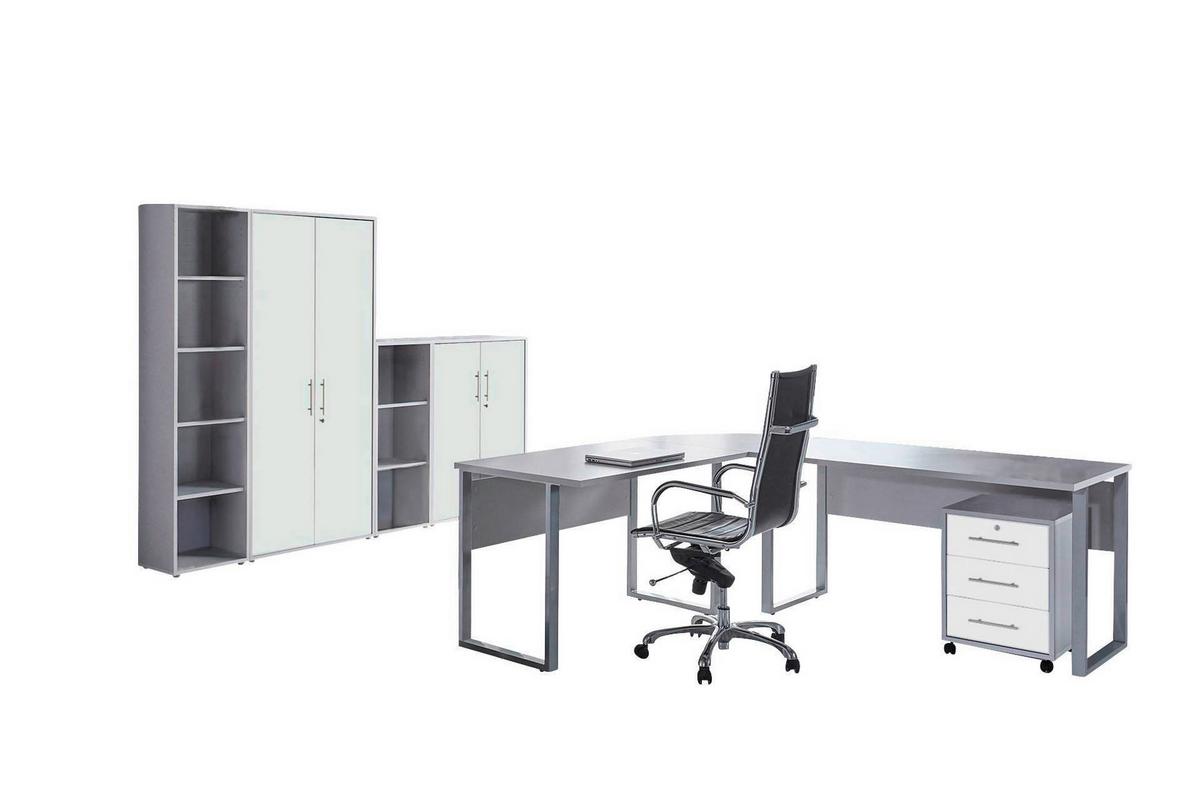 Büro Office Edition Grau/weiß - Weiß/Grau, MODERN, Holzwerkstoff - MID.YOU