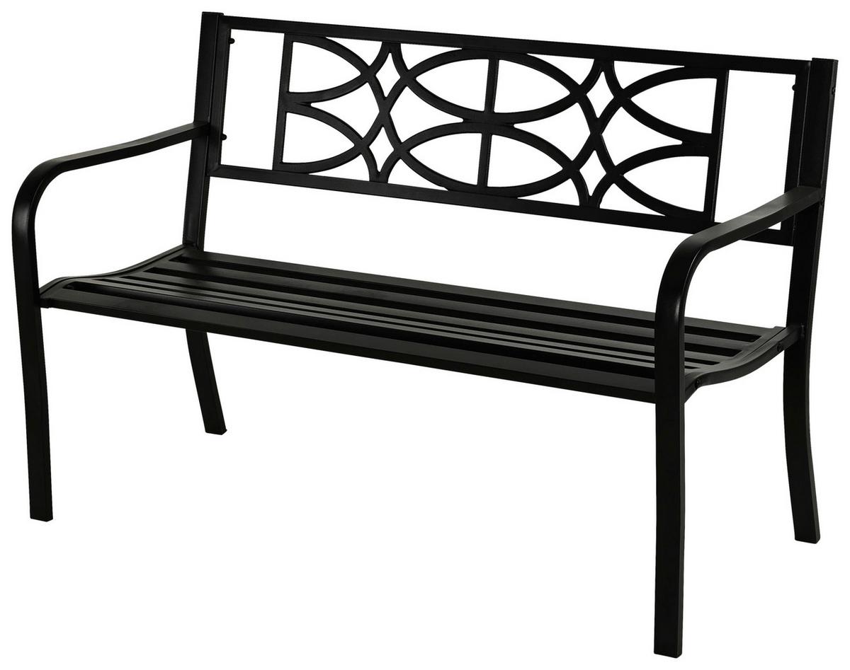 Gartenbank Metall Rosa 2-Sitzer - Schwarz, Basics, Metall (127,00/60,00/80,00cm)