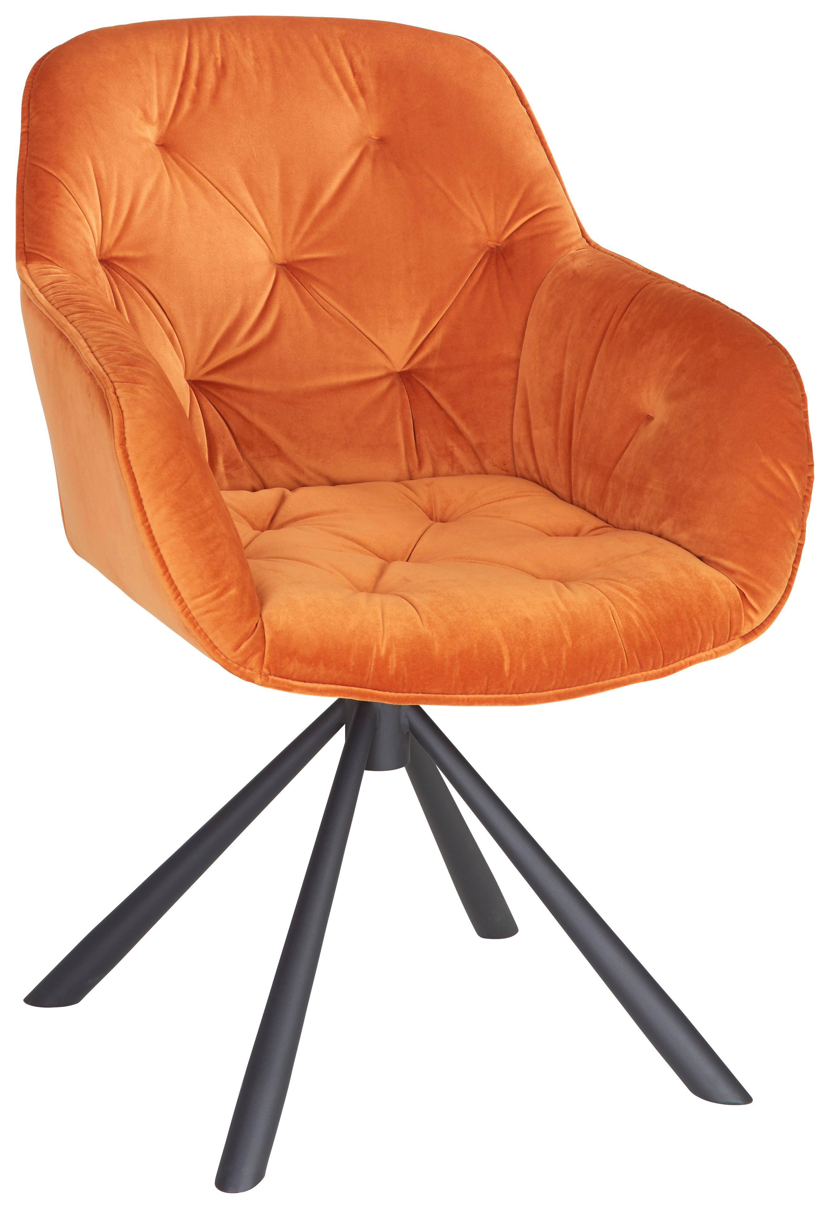 Židle Eileen Oranžová - oranžová/černá, Lifestyle, kov/textil (63/86/66cm) - Premium Living