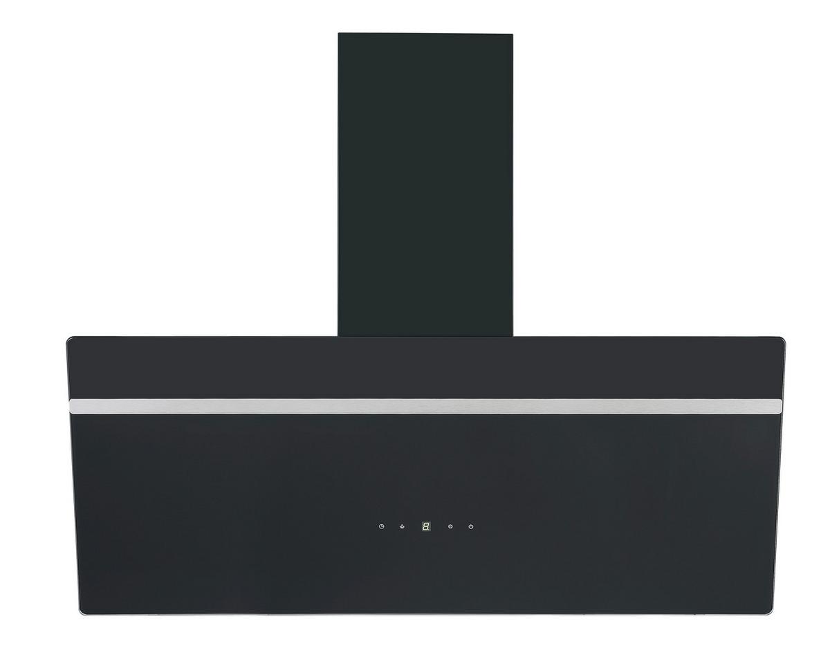 Dunstabzugshaube Schwarz B: 90 Cm - Edelstahlfarben/Schwarz, Basics, Glas/Metall (90/111.60/29.6cm) - PKM