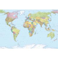 Vliestapete Weltkarte - Multicolor, Natur, Papier (368/248cm)