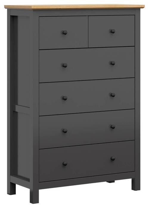 Kommode 101 Cm Hesen Chest Of Drawers, Graphitfarben - Graphitfarben/Eiche Artisan, Design, Holzwerkstoff (101/145/44cm)