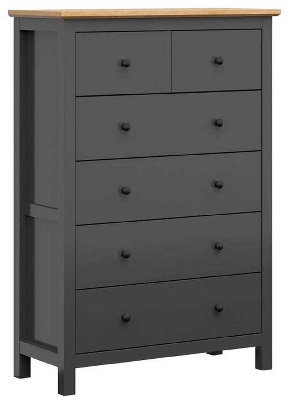 Kommode 101 Cm Hesen Chest Of Drawers, Graphitfarben - Graphitfarben/Eiche Artisan, Design, Holzwerkstoff (101/145/44cm)