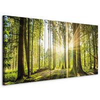 LEINWANDBILD Waldgrün Hellgrün B: 200 cm - Waldgrün/Hellgrün, Basics, Holzwerkstoff/Textil (200/80/1.2cm) - artgeist