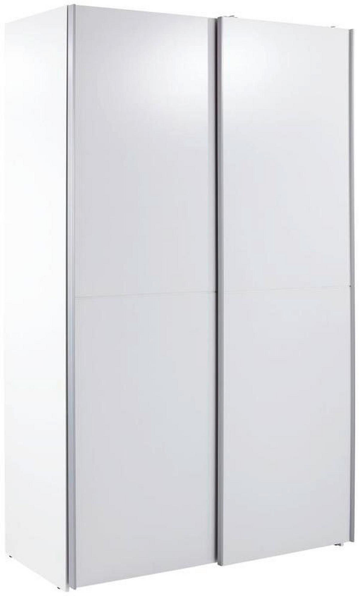 Schwebetürenschrank 125cm Fast, Weiß - Weiß, KONVENTIONELL, Holzwerkstoff (125/195,5/38cm)