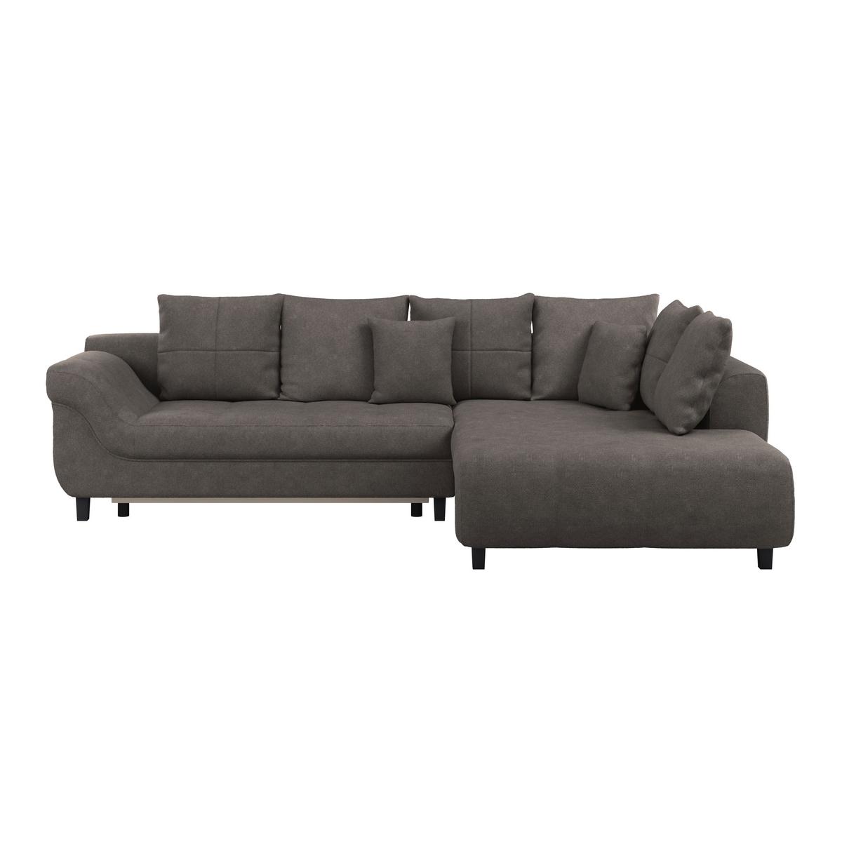 Ecksofa Mendoza - Graubraun/Schwarz, Design, Textil (309/197cm) - Ondega