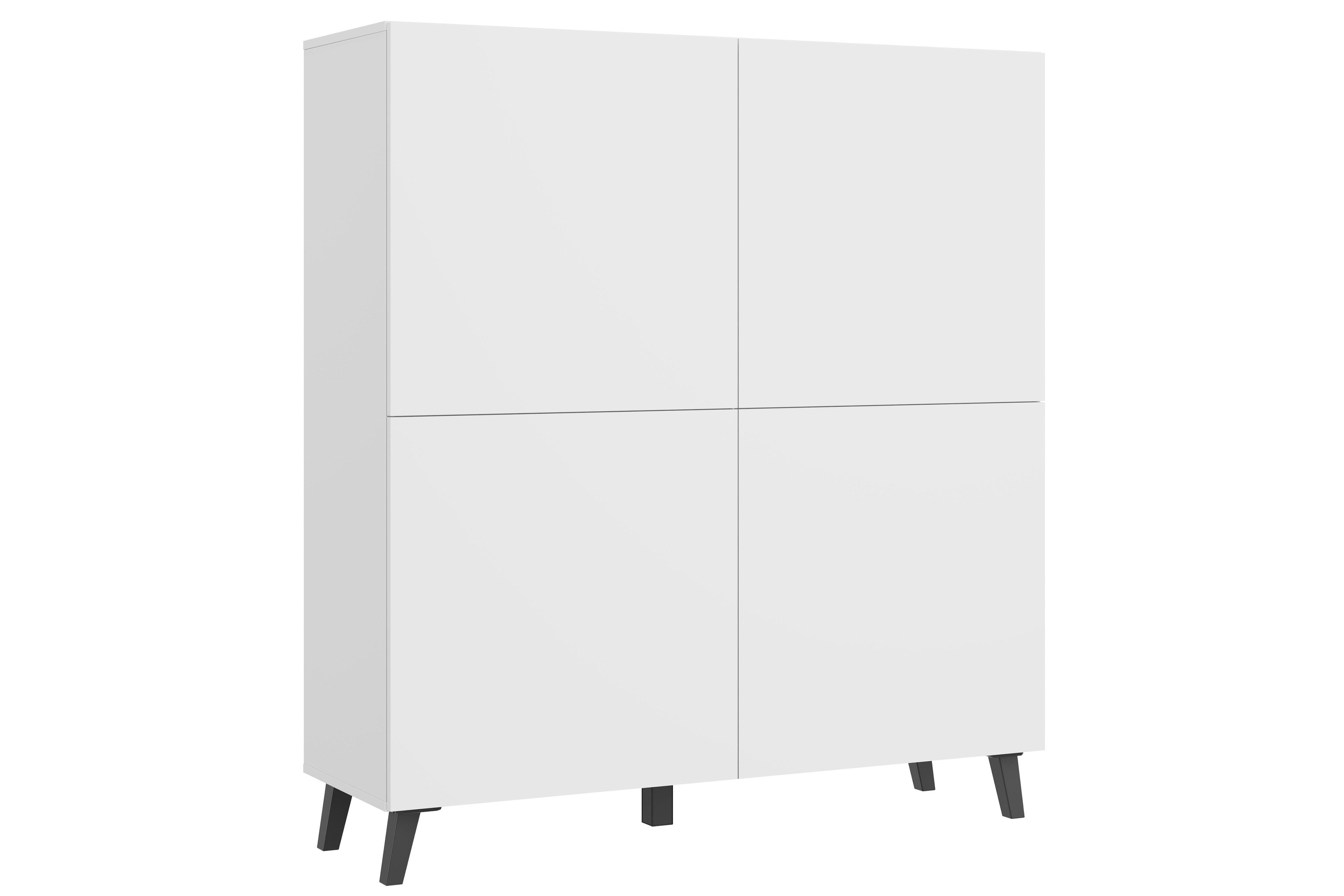 Highboard Phuket 120 Weiß B: 120 cm - Schwarz/Weiß, Design, Holzwerkstoff (120/128/39cm) - P & B
