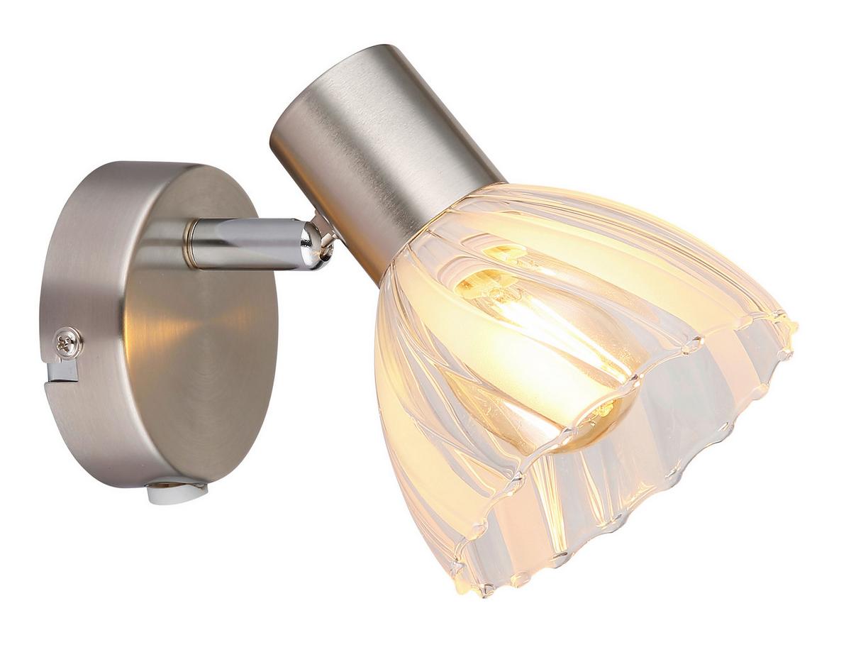 Strahler Zachery Nickelfarben D: 10 cm - Nickelfarben, KONVENTIONELL, Glas/Metall (10/12,5cm) - Globo
