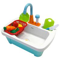 Kinderküchenspüle Mit Zubehör Blau, Weiß, B/h/t: 40x30x26cm - Blau/Weiß, KONVENTIONELL, Kunststoff (40/30/26cm) - Ambia Garden