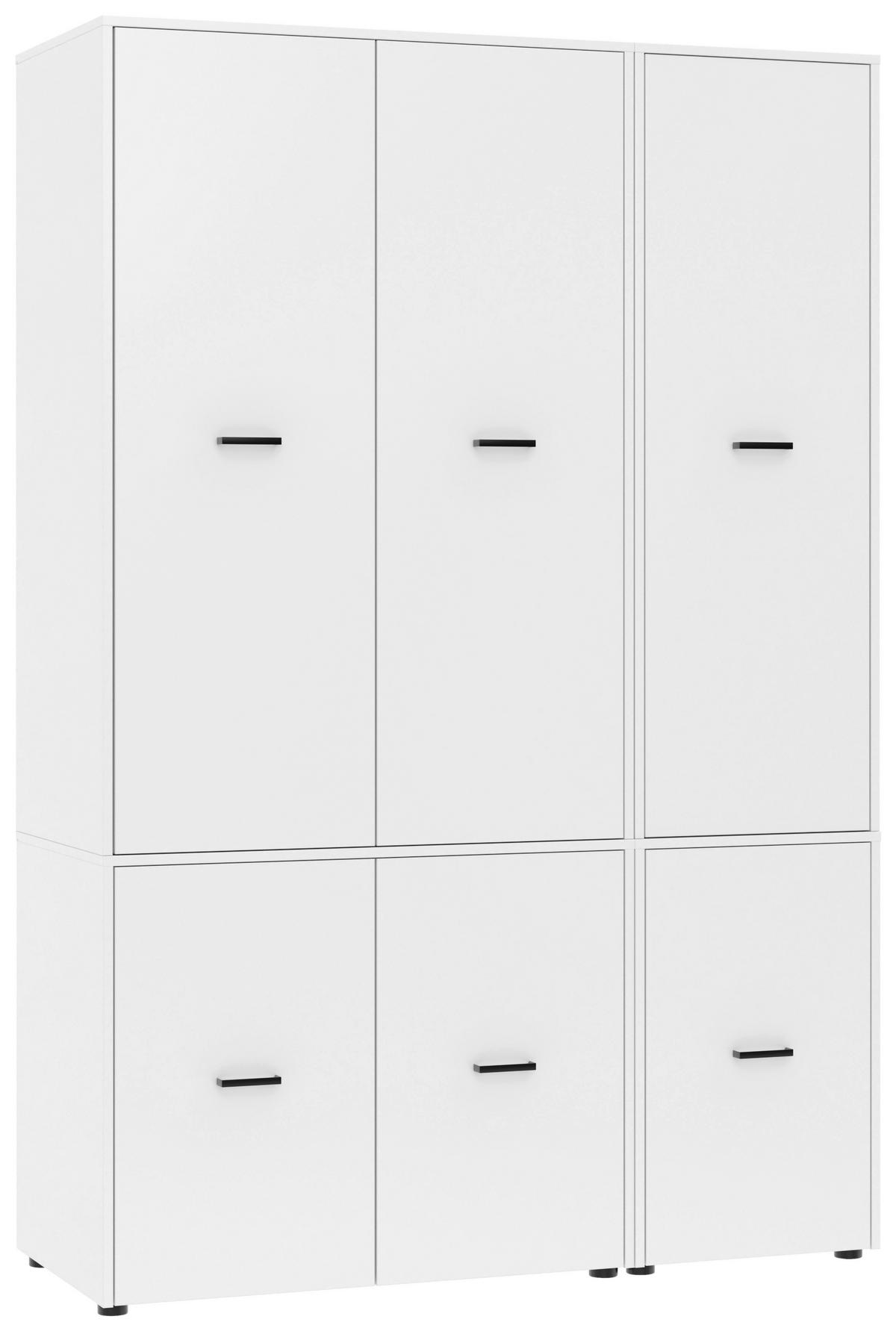 Drehtürenschrank 135 cm Kivo, Weiß - Weiß, Basics, Holzwerkstoff (135/199,6/52,1cm)