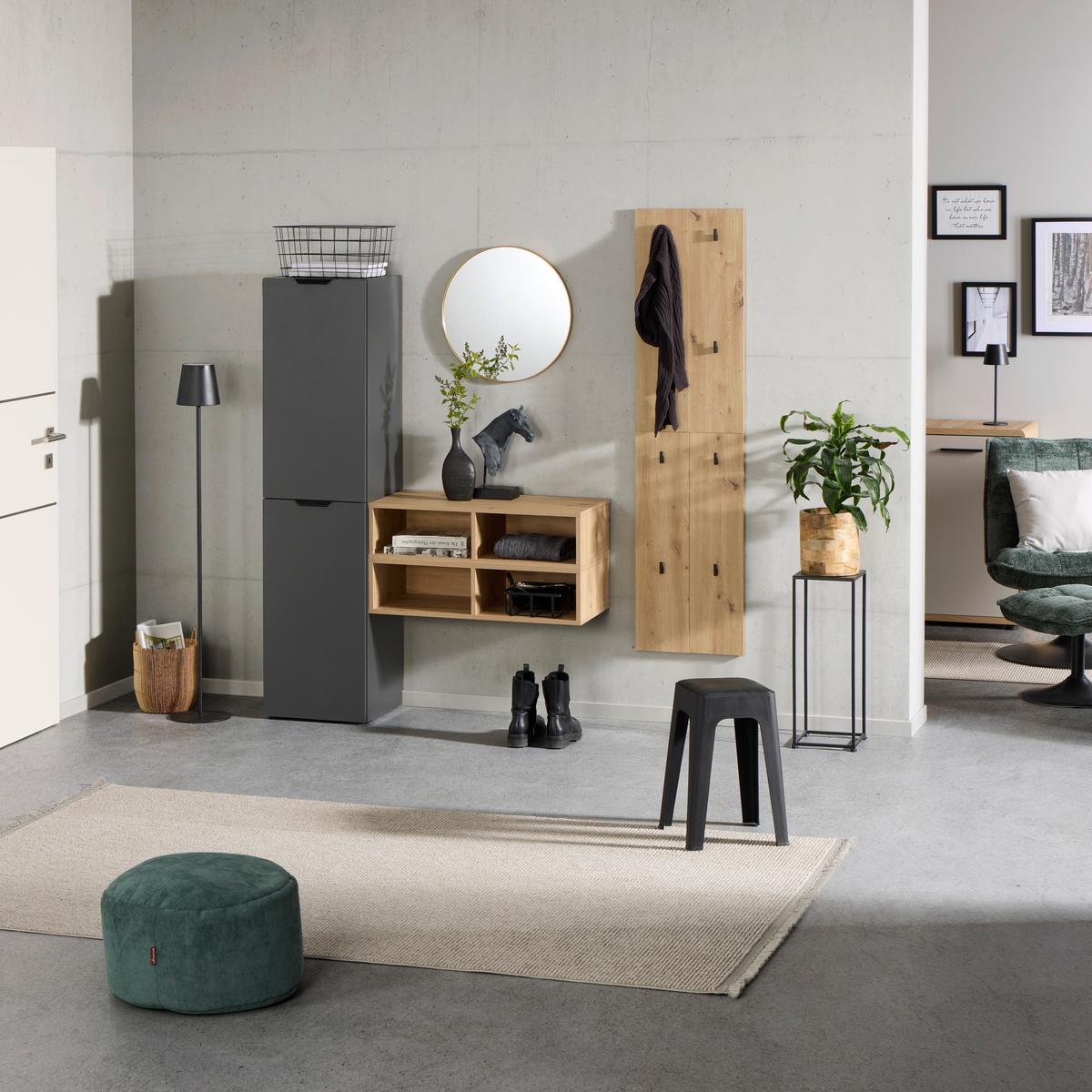 Garderobe Ciao Anthrazit/Eiche Dekor 3--Teilig - Anthrazit/Eiche Artisan, MODERN, Holzwerkstoff (160/160/37,6cm)