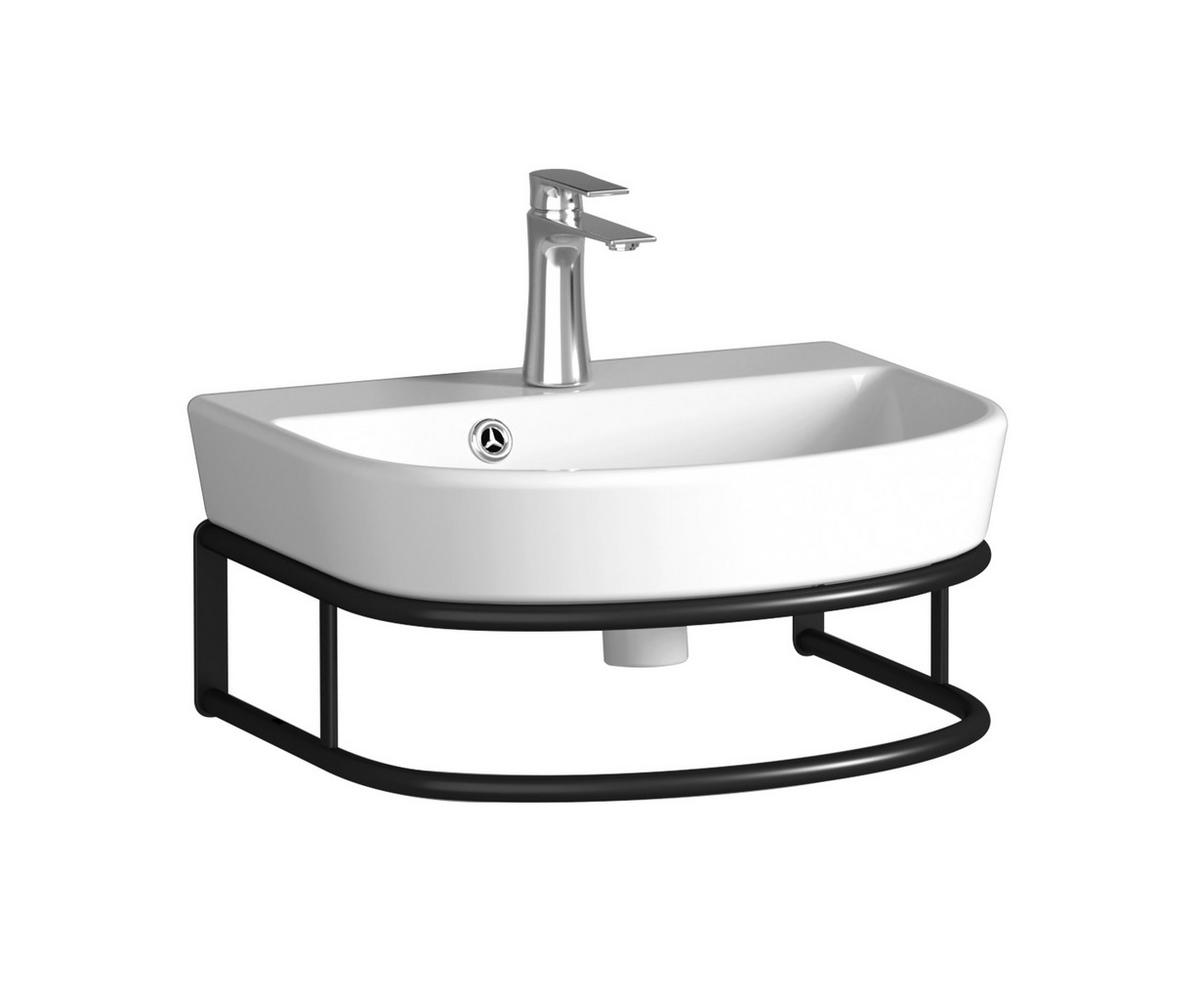 Waschbecken Delta 45 - Schwarz/Weiß, KONVENTIONELL, Keramik/Metall (45/12/36cm) - Sanotechnik