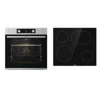 Einbauherd-Set B: 59,5 cm Elektro-Glaskeramik - Edelstahlfarben/Schwarz, Basics, Glas/Metall (59,5/59,5/56,4cm) - Gorenje