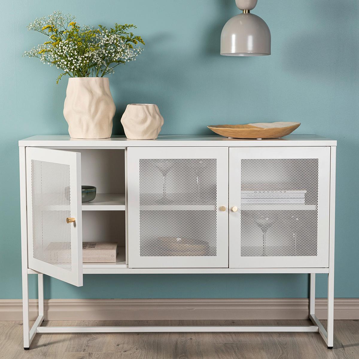 Sideboard Malla - Weiß, Design, Metall (120/80/40cm) - Livetastic