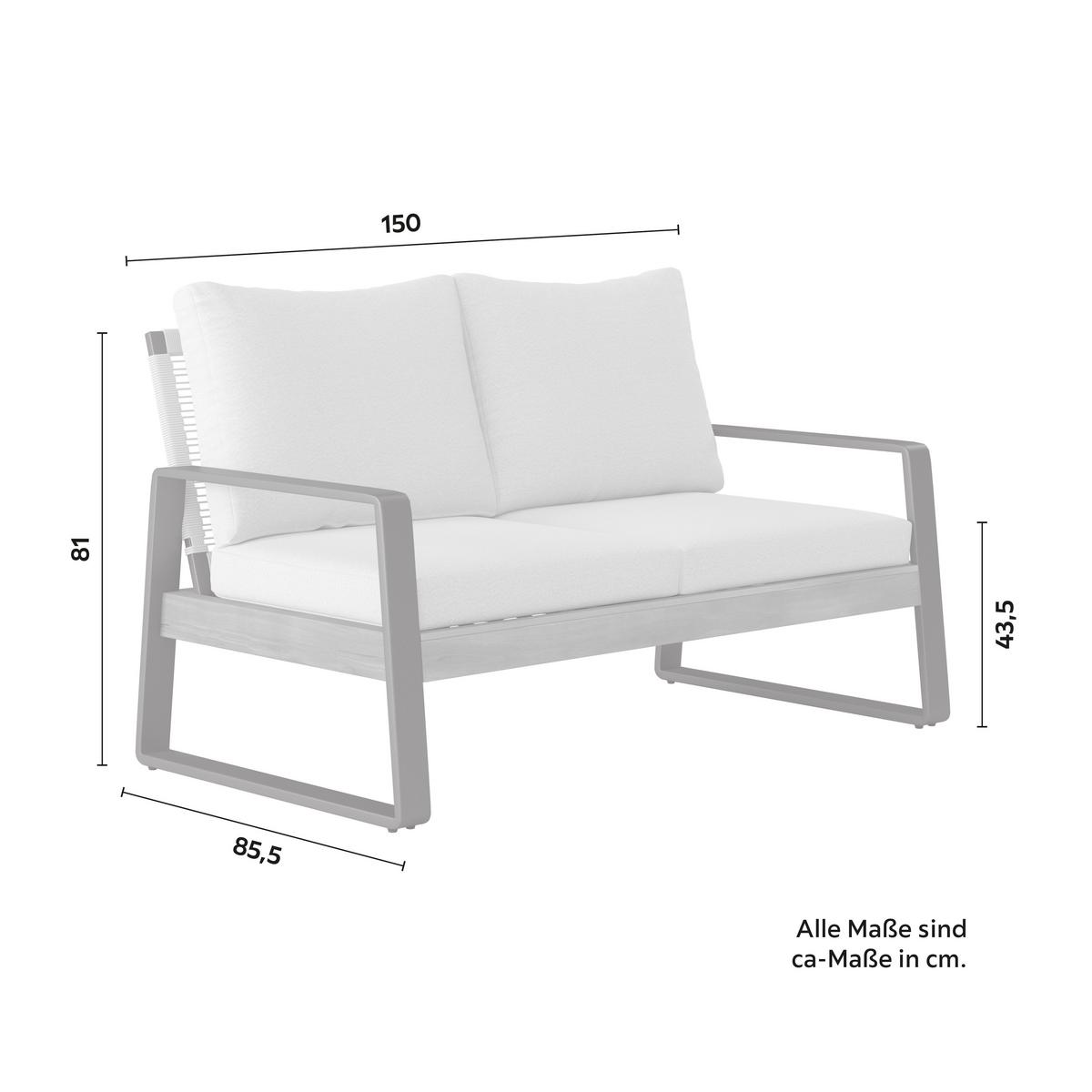 TERASOVÁ SEDACIA SÚPRAVA ALEXA - krémová/farba tíku, Modern, kov/drevo (150/81/85,5cm) - Bessagi Garden