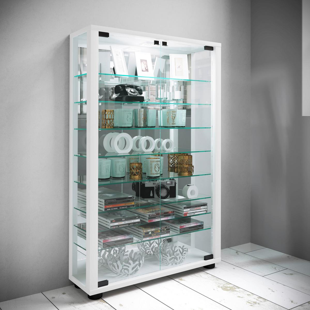 Vitrine Lumo Weiß B: 59 Cm - Schwarz/Weiß, MODERN, Glas/Holzwerkstoff (59/91,3/18cm) - MID.YOU