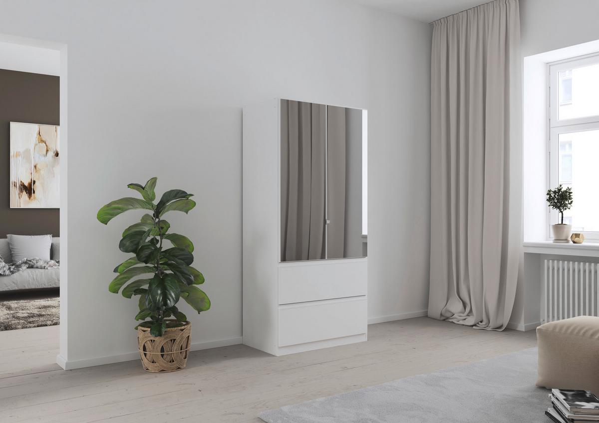 Drehtürenschrank Costa Weiß B: 91 cm - Weiß, MODERN, Holzwerkstoff (91/197/54cm) - Rauch Möbel
