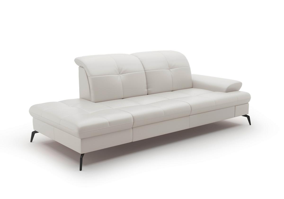 Récamiere Amica E, Weiß B: 231 Cm - Schwarz/Weiß, KONVENTIONELL, Leder (231/90/122cm) - Sit & More