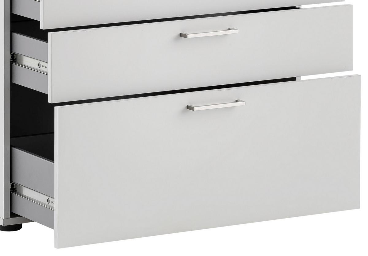 Kommode B: 80,2 Cm Serie 1500, Hellgrau - Hellgrau/Schwarz, KONVENTIONELL, Holzwerkstoff (80,2/84,2/41cm) - MID.YOU