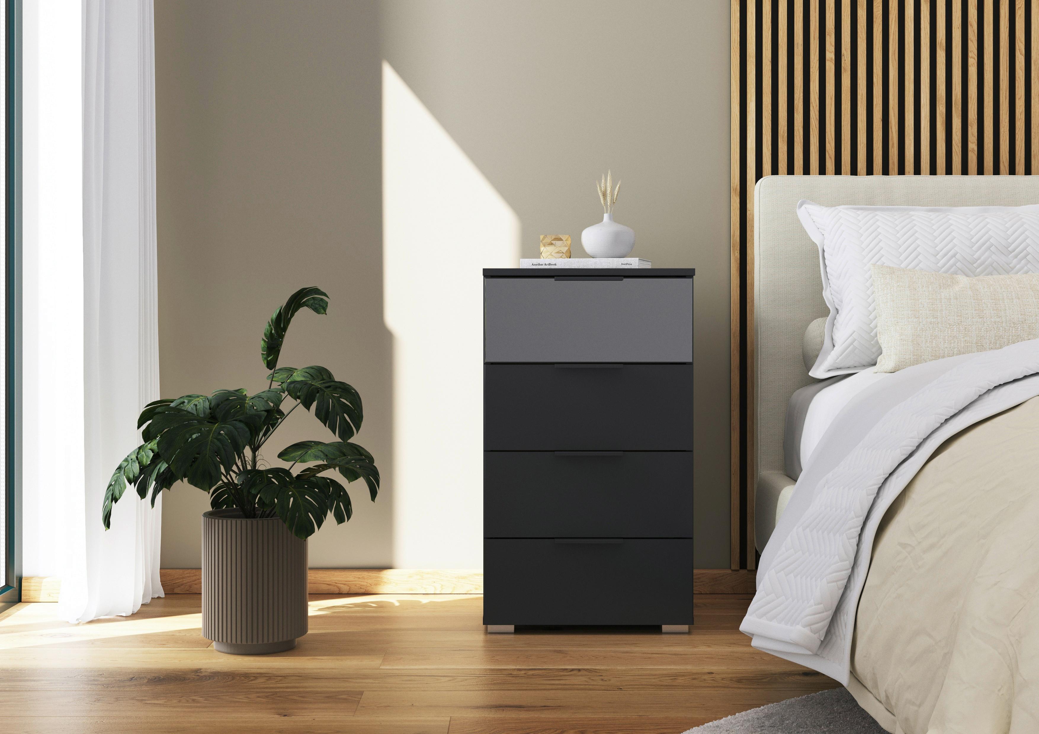 Kommode Skyla Grau B: 47 cm - Alufarben/Grau, MODERN, Glas/Holzwerkstoff (47/81/42cm) - Rauch Möbel