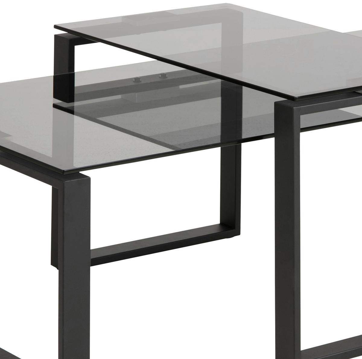 Couchtisch 2er-set Mit Glasplatten Katrine Schwarz - Klar/Schwarz, Trend, Glas/Metall (115/55/45cm) - Livetastic