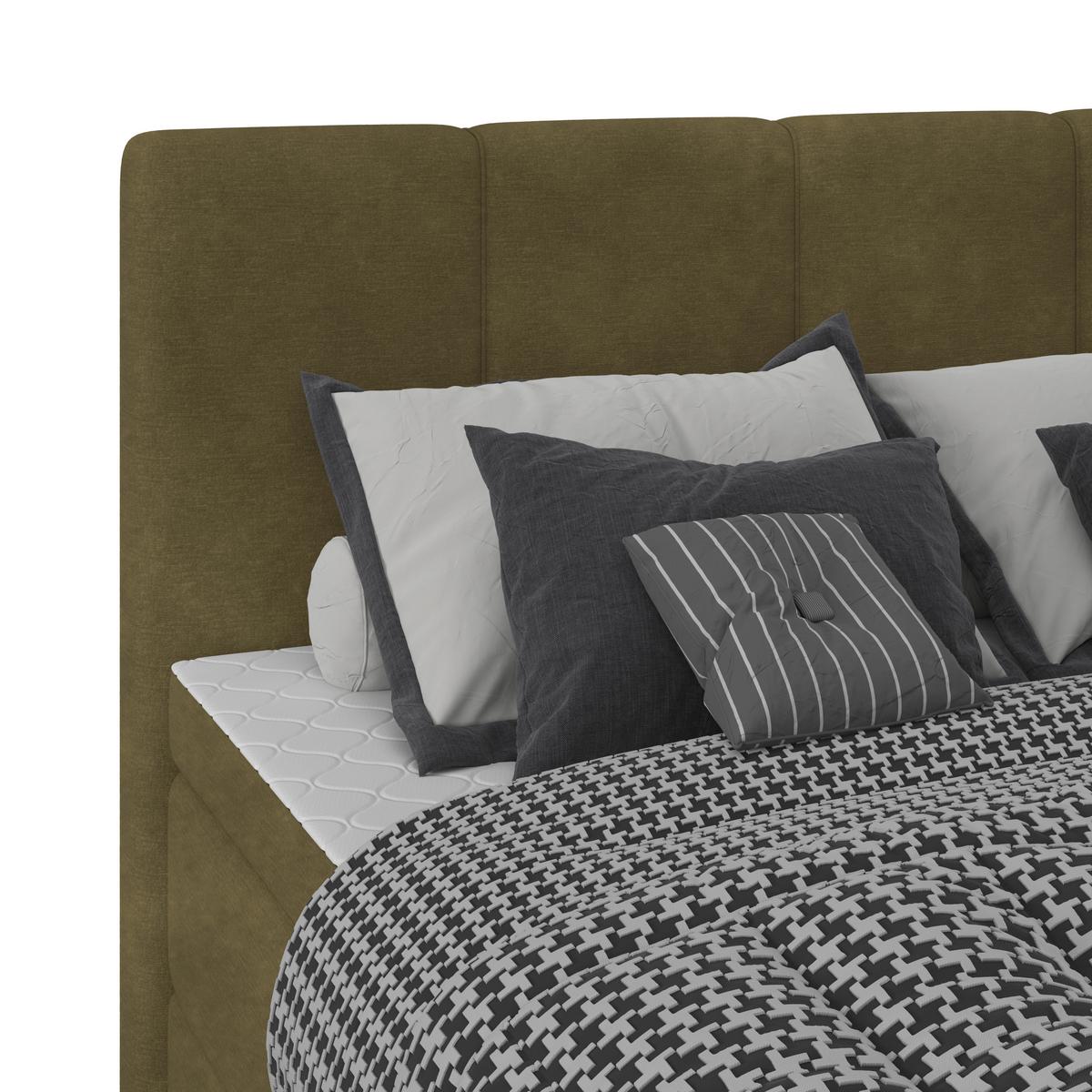 Boxspringbett mit Topper & Bettkasten 140x200 Lauro - Schwarz/Grün, Trend, Textil (140/200cm)