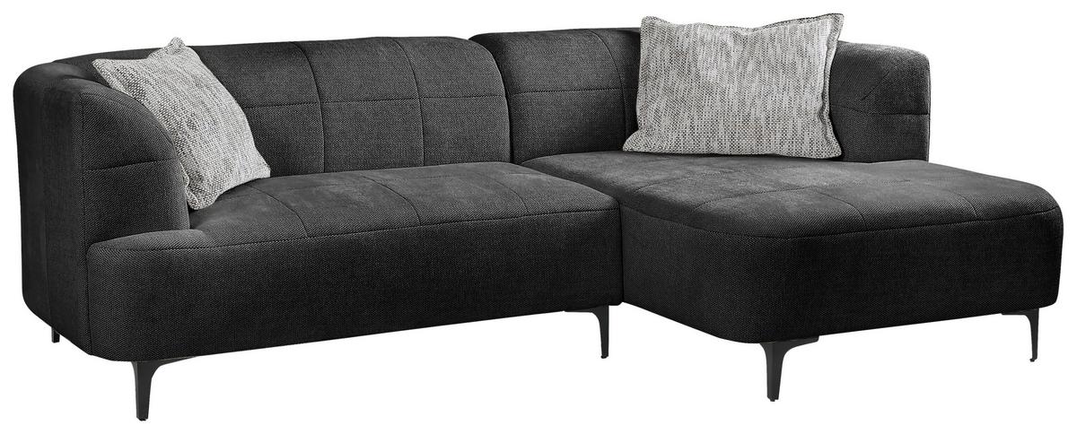 Ecksofa Lou Dunkelgrün/schwarz, 247 Cm - Dunkelgrün/Schwarz, Design, Textil (247/158cm) - MID.YOU