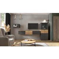 Wohnwand Sixty-four Anthrazit/eichefarben - Eichefarben/Anthrazit, Trend, Holzwerkstoff (320/160/35cm)