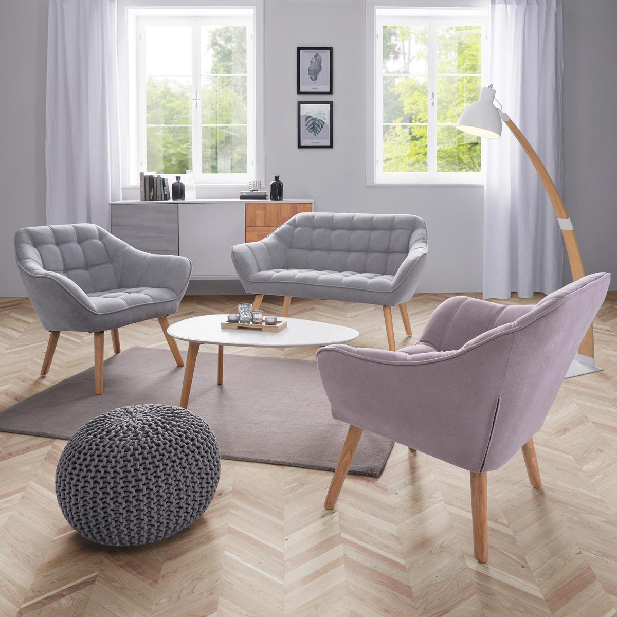 Dvojmiestna pohovka Monique, svetlosivá - svetlosivá, Modern, drevo/textil (127/76/74,5cm) - Bessagi Home