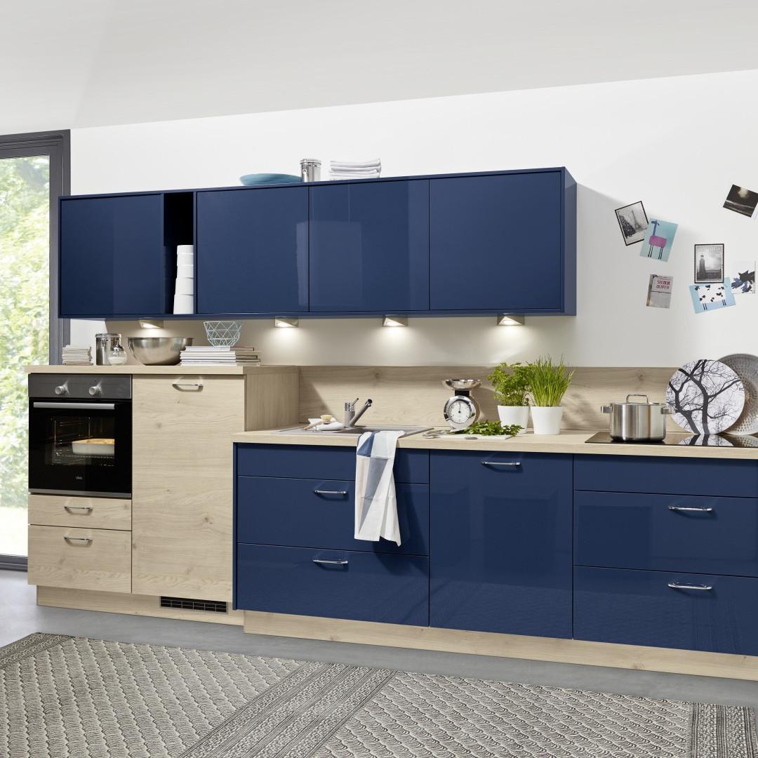 Einbauküche Star Frei Planbar Modernes Design - Blau/Eichefarben, MODERN, Holzwerkstoff - Express