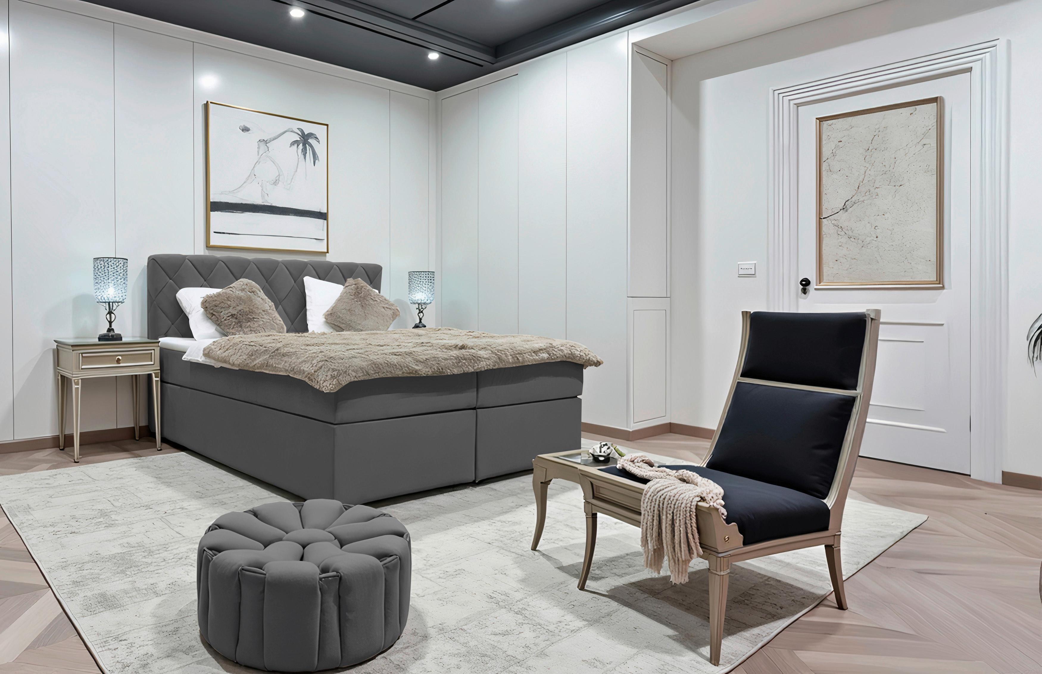 Boxbett Capri Graphitfarben Lf: 160x200 Cm - Graphitfarben, MODERN, Textil (160/200cm) - Livetastic